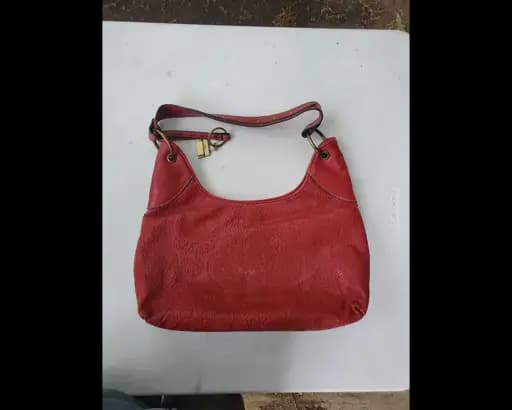 Fossil red leather paisley bag