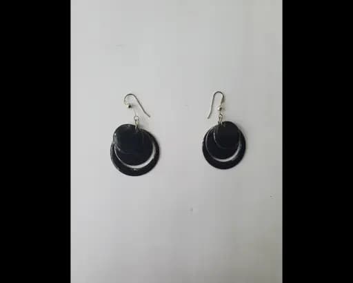 Black circle drop dangle earrings