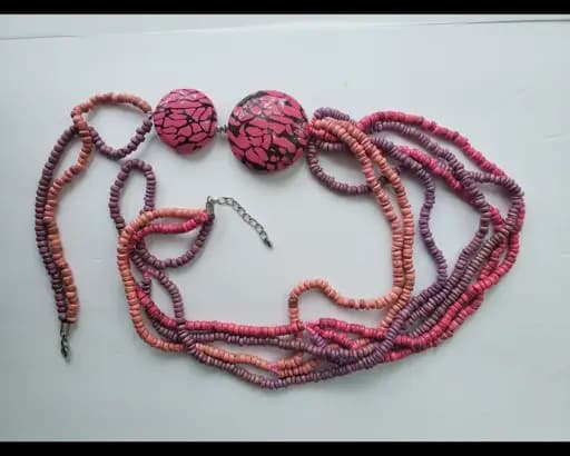 Multi strand wood bead necklace
