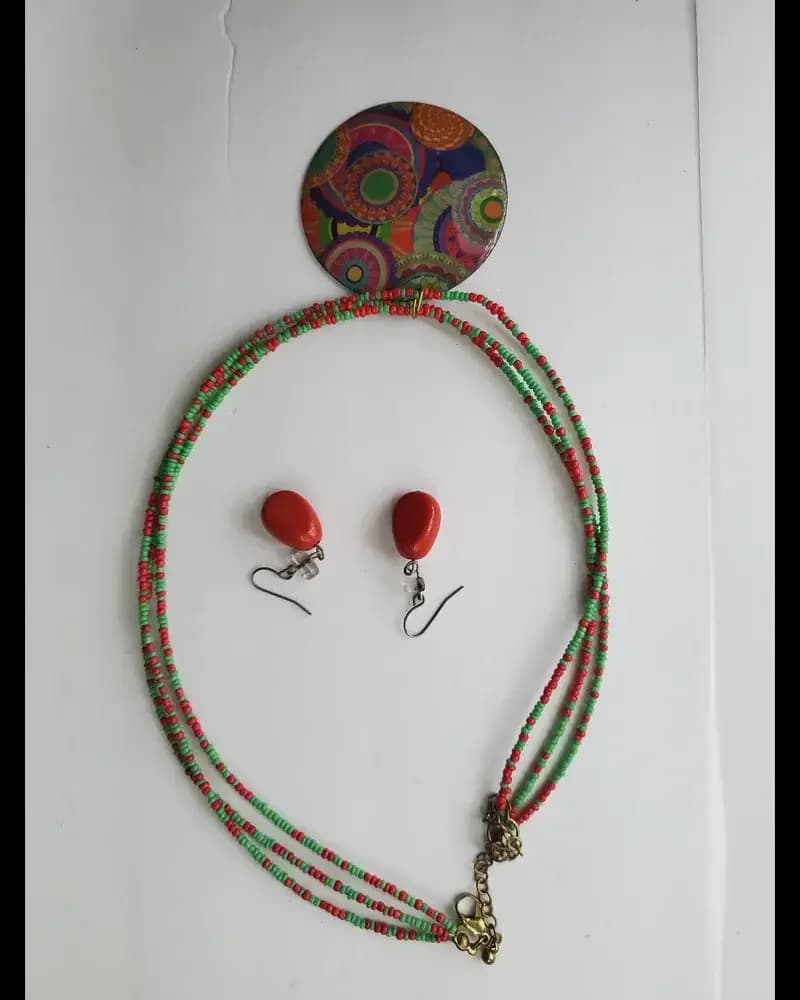 Seed bead necklace earring set