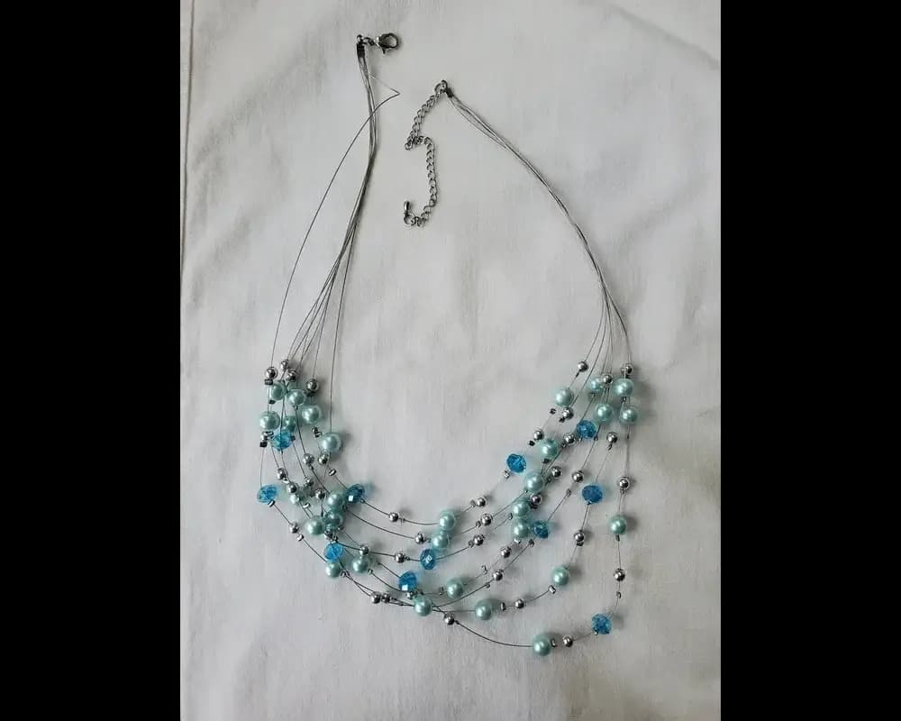Blue pearl multi strand necklace