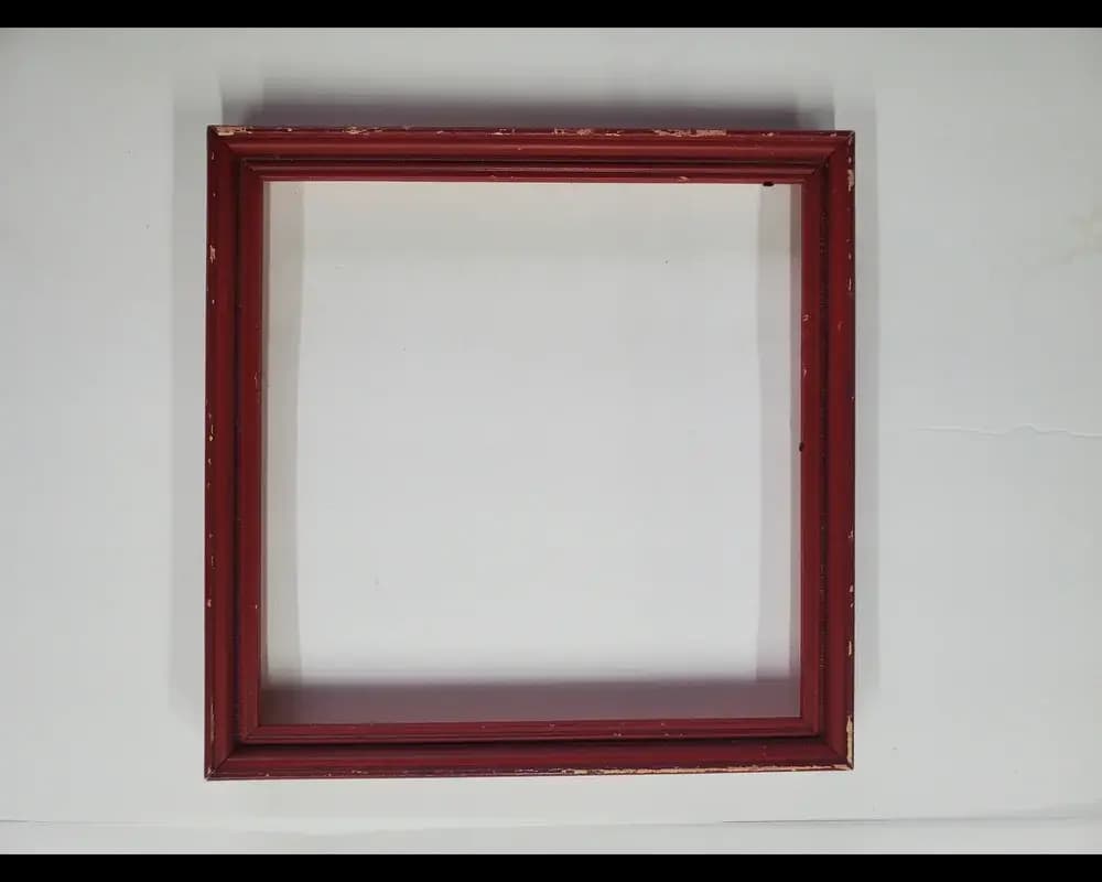 Distressed red square picture frame