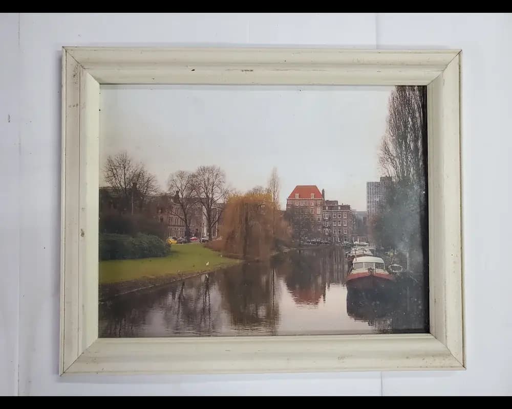 Framed Amsterdam canal wall art